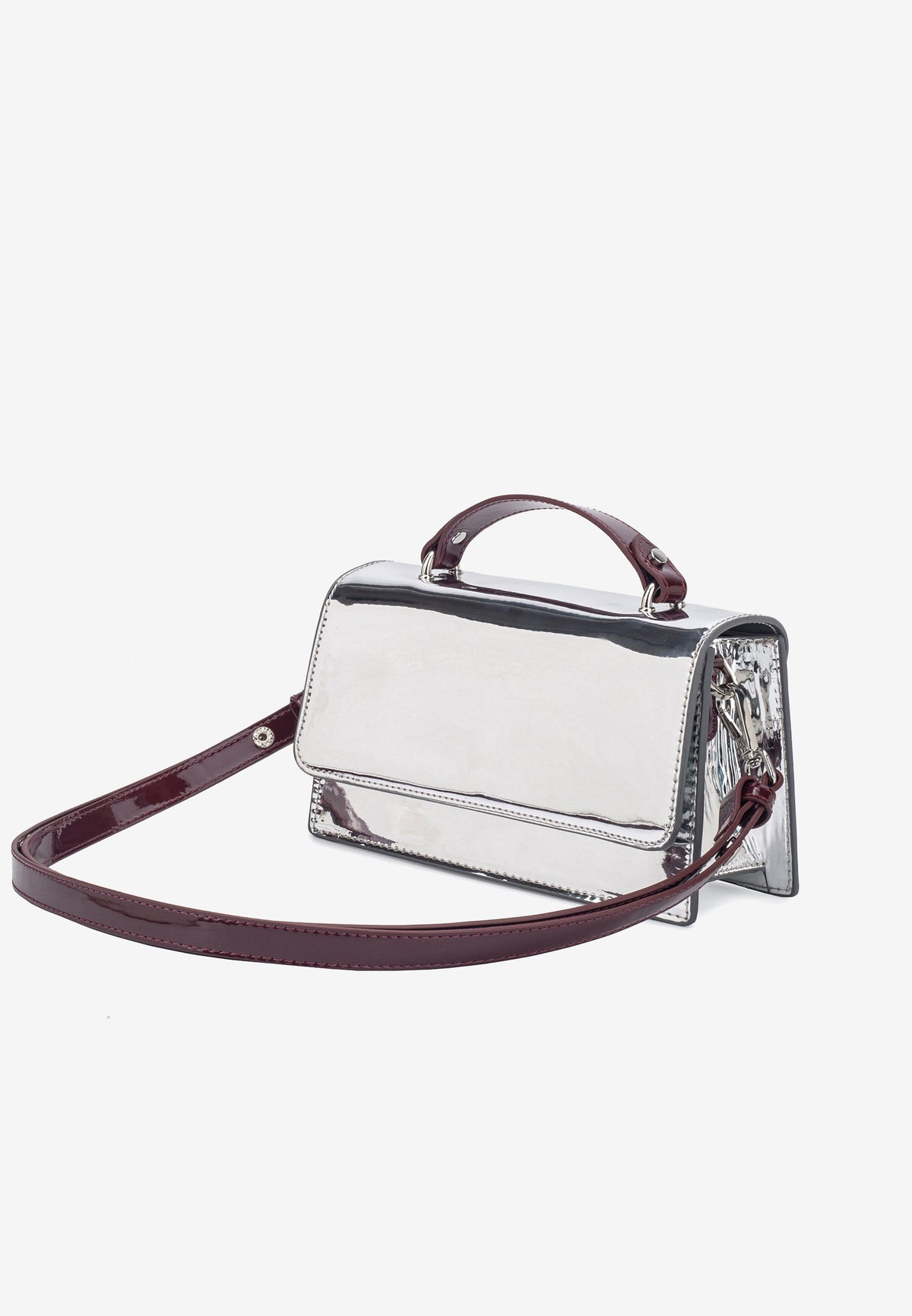HVISK Aria Mirror Gloss Handbag 511 Silver Maroon