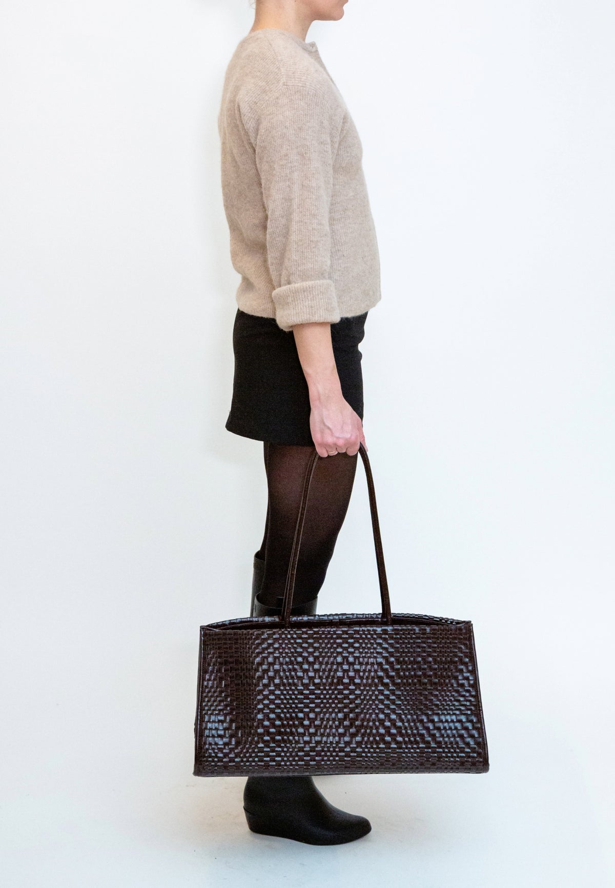 HVISK HANNAH RAW BRAIDED Shoulder Bag 507 Umber Brown