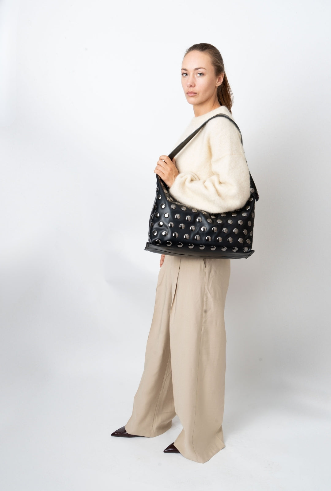 HVISK LANE SOFT STRUCTURE STUDS Tote Bag 009 Black