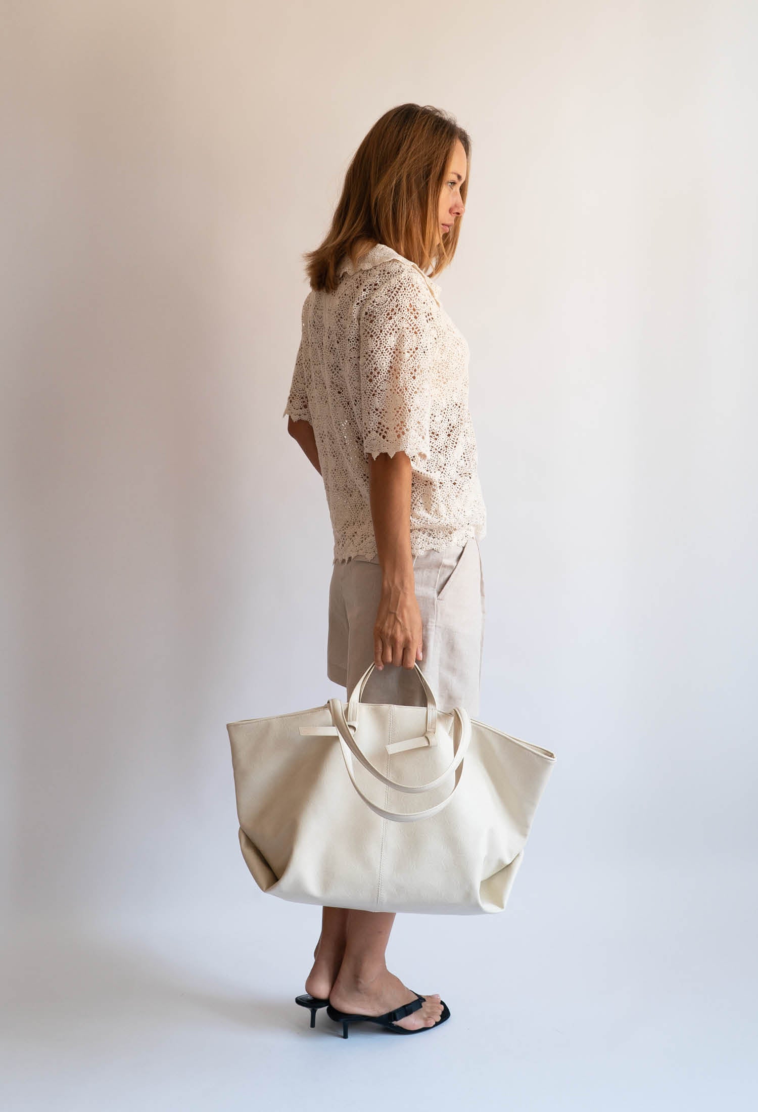 HVISK TOWNY SOFT STRUCTURE Tote Bag 464 White Sand
