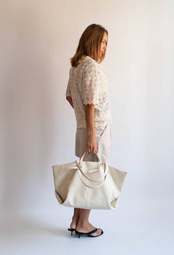 HVISK TOWNY SOFT STRUCTURE Tote Bag 464 White Sand