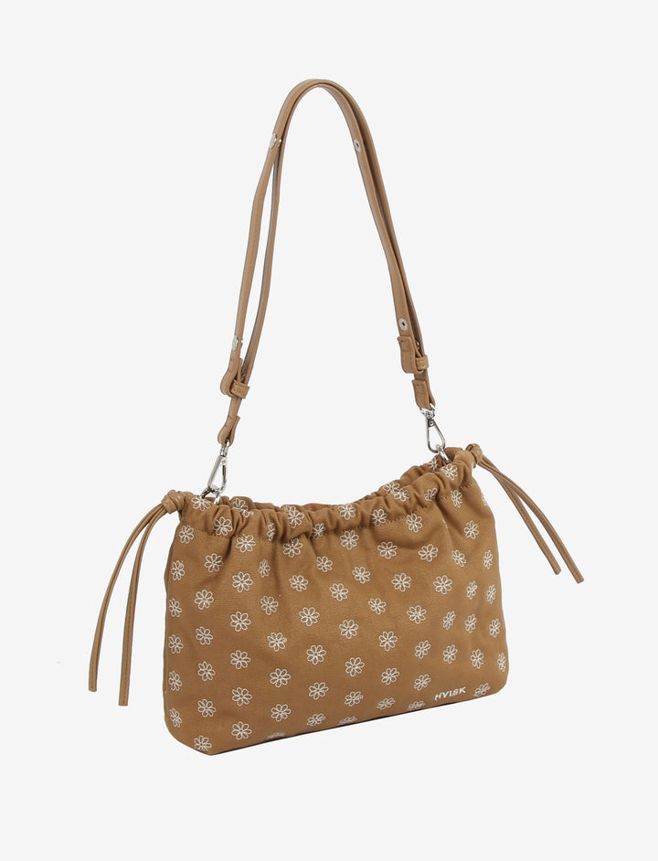 HVISK ARCANE CANVAS EMBRIODERY Handle Bag 505 Ash Brown