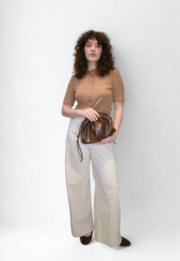 HVISK ARCANE GLOSSY STRUCTURE Handle Bag 496 Cocoa