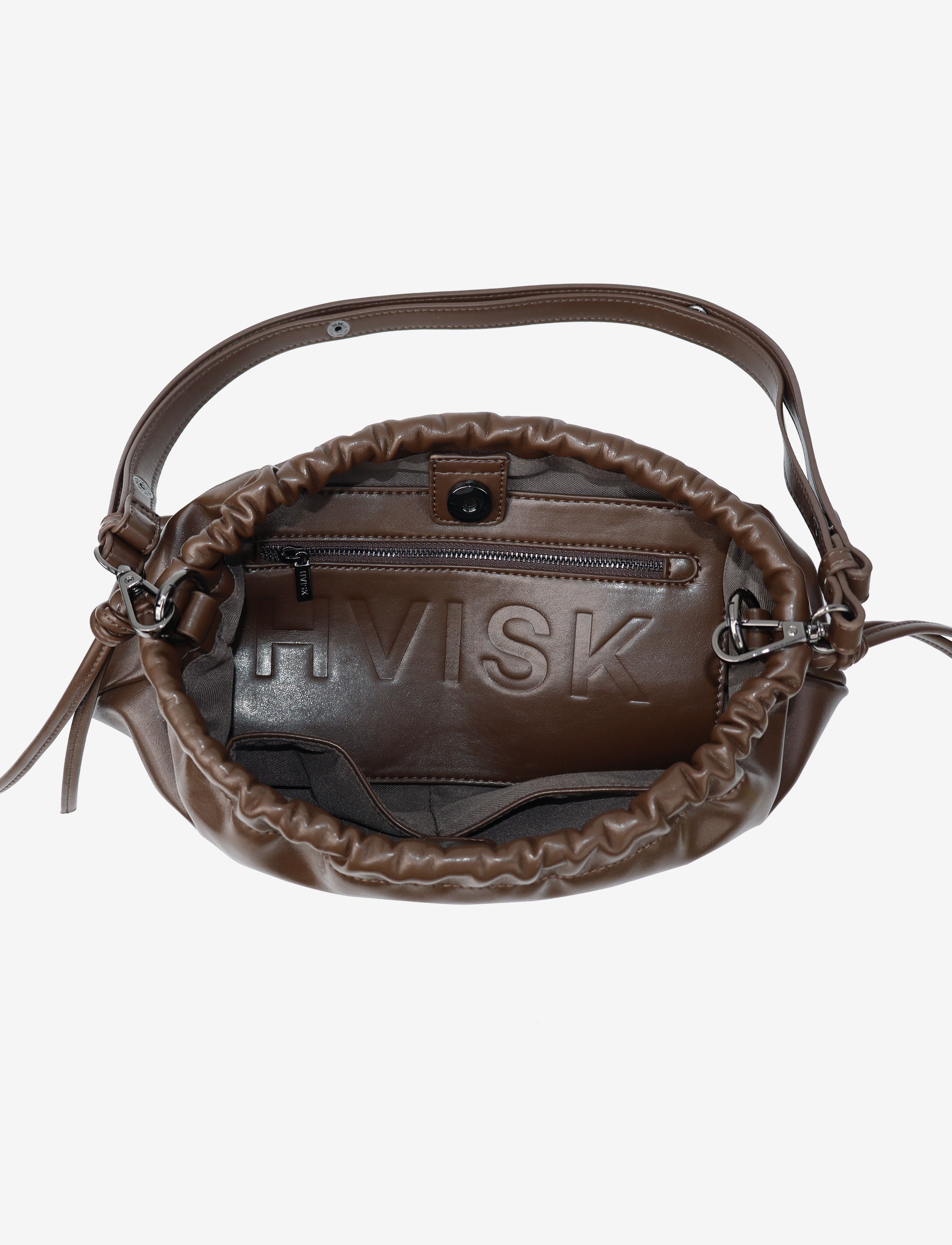 HVISK ARCANE GLOSSY STRUCTURE Handle Bag 496 Cocoa