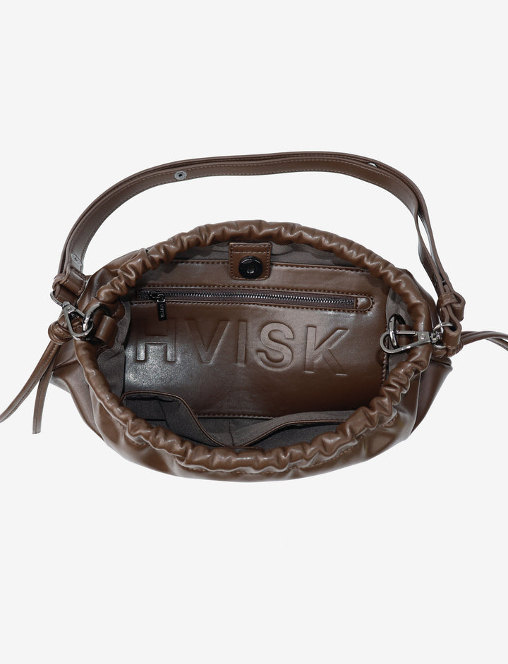 HVISK ARCANE GLOSSY STRUCTURE Handle Bag 496 Cocoa