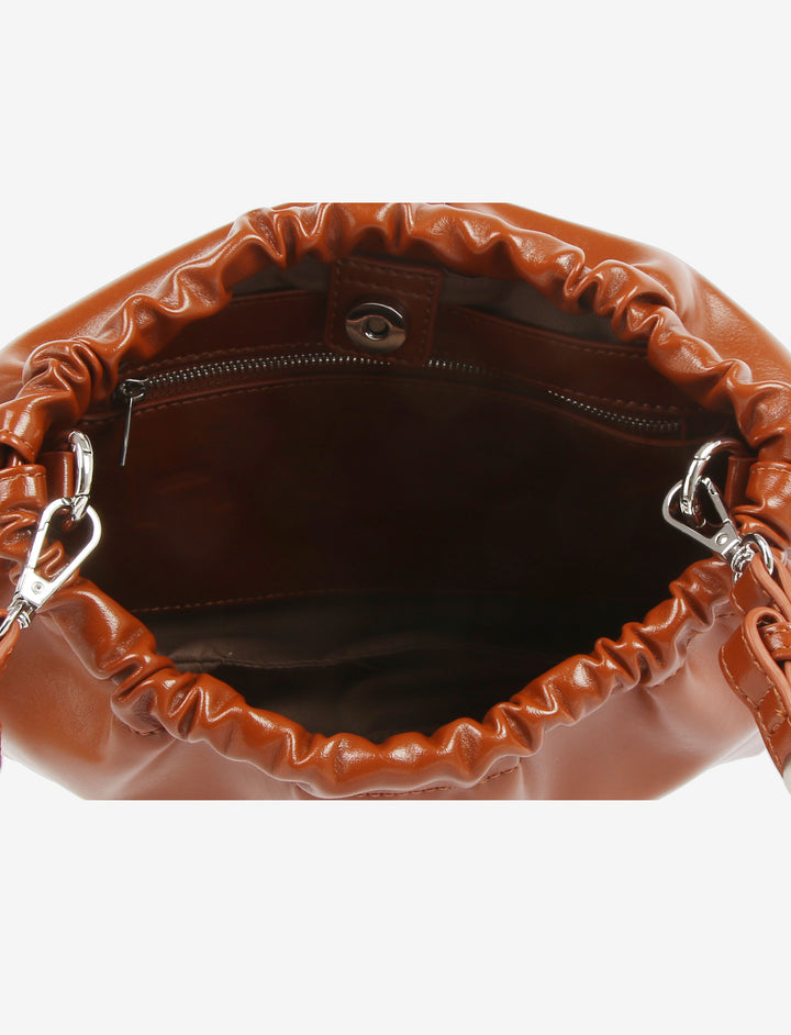 HVISK ARCANE GLOSSY STRUCTURE Handle Bag 499 Brown Amber