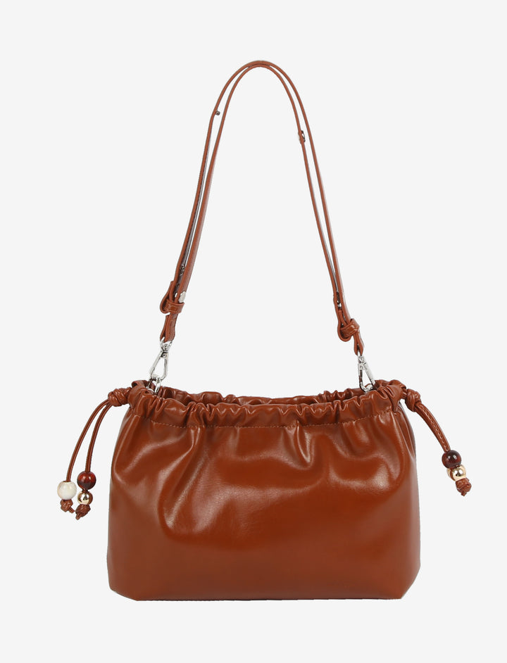 HVISK ARCANE GLOSSY STRUCTURE Handle Bag 499 Brown Amber