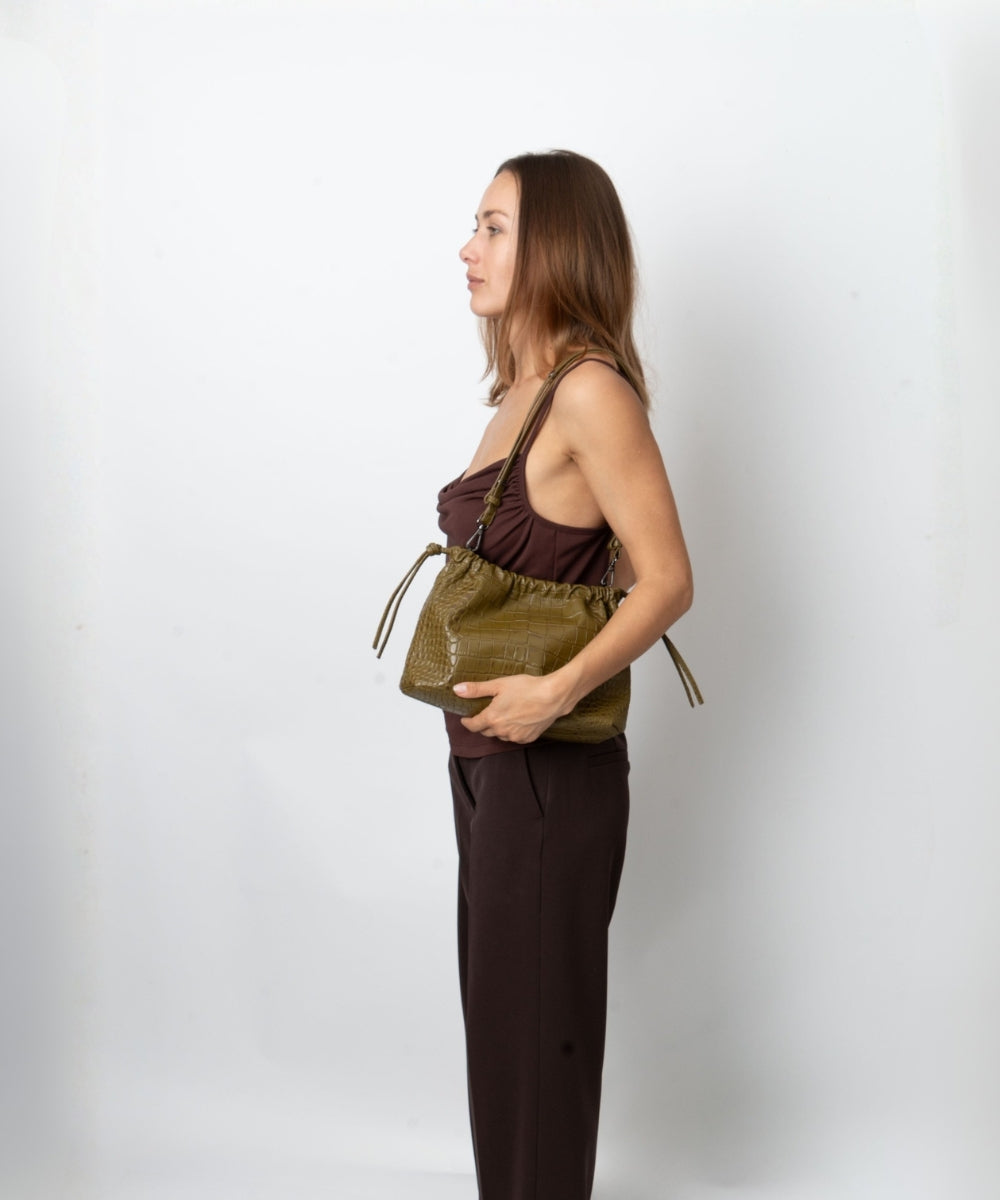 HVISK ARCANE TRACE Handle Bag 487 Olive Green