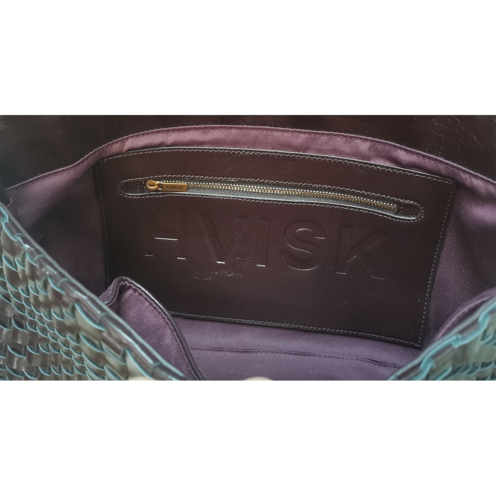 HVISK ARLENE BRAIDED RAW STRUCTURE Clutch 507 Umber Brown