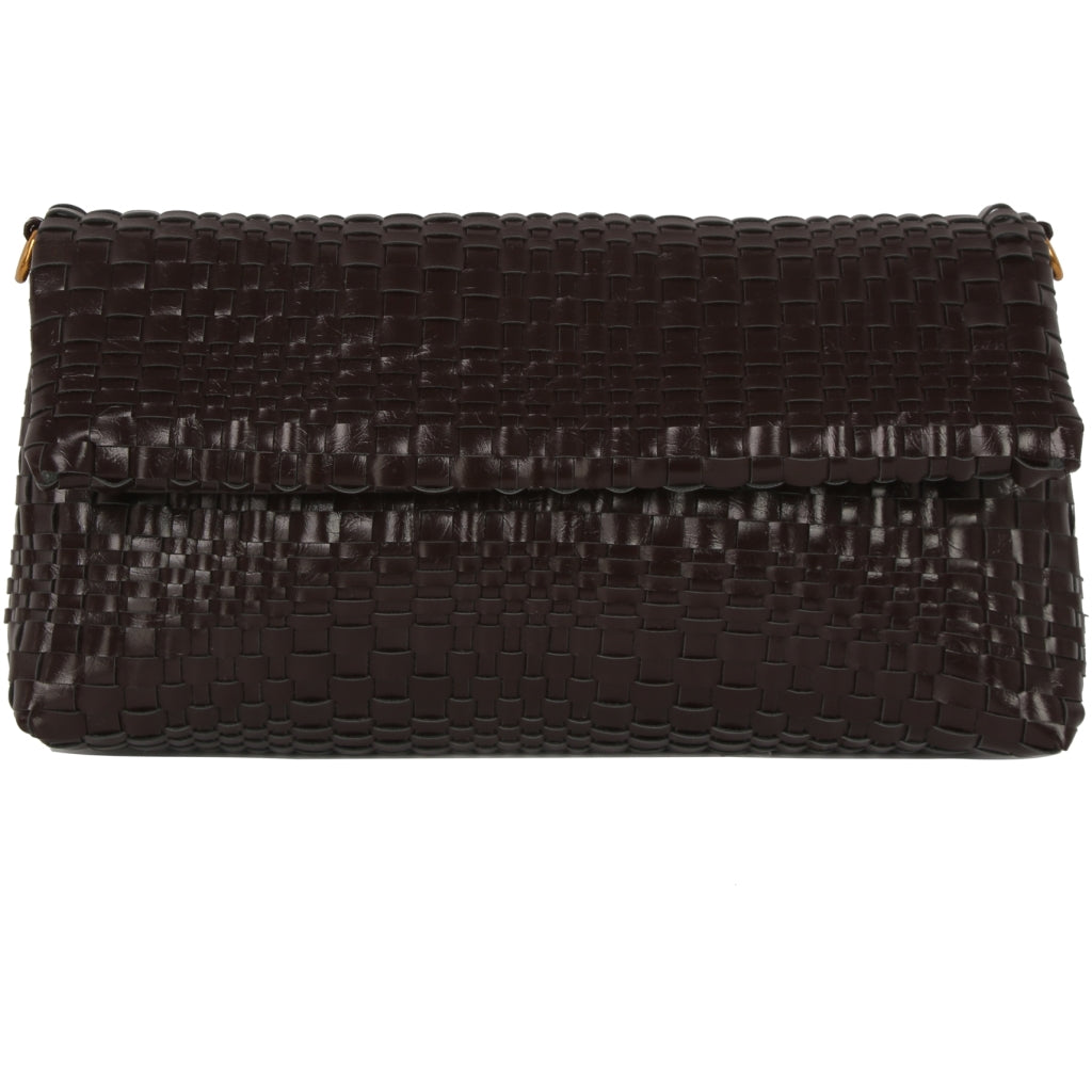 HVISK ARLENE BRAIDED RAW STRUCTURE Clutch 507 Umber Brown