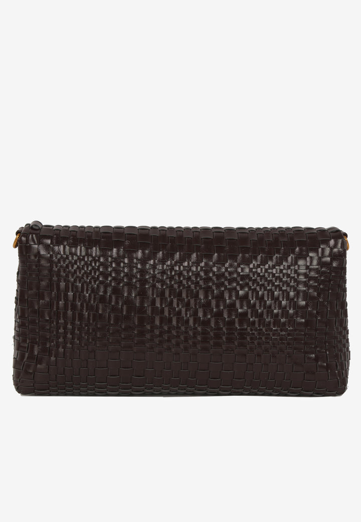 HVISK Arlene Braided Raw Clutch 507 Umber Brown