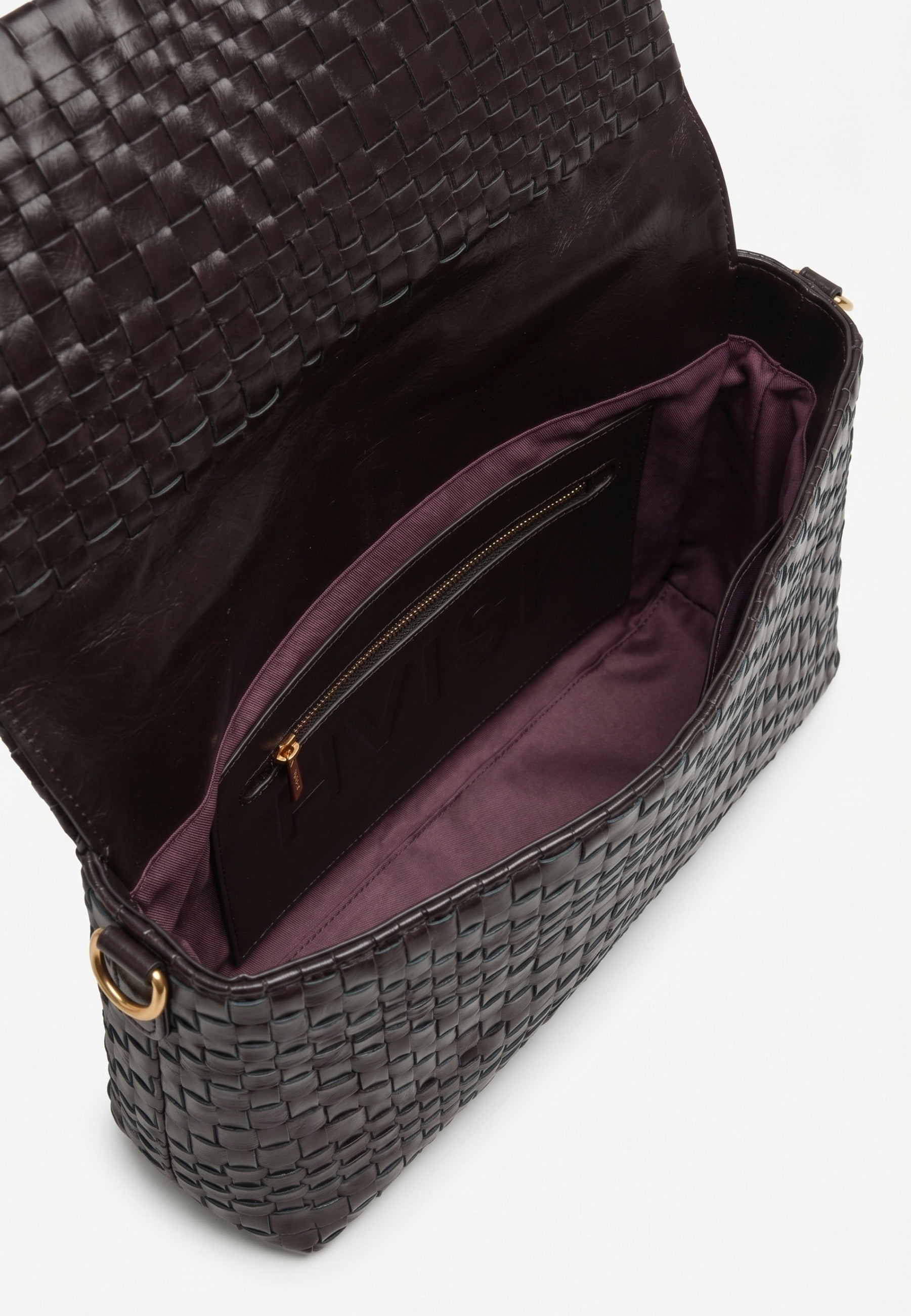 HVISK Arlene Braided Raw Clutch 507 Umber Brown