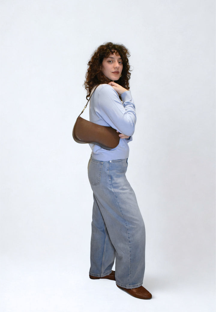 HVISK BASAL GLOSSY STRUCTURE HARDWARE Shoulder Bag 496 Cocoa