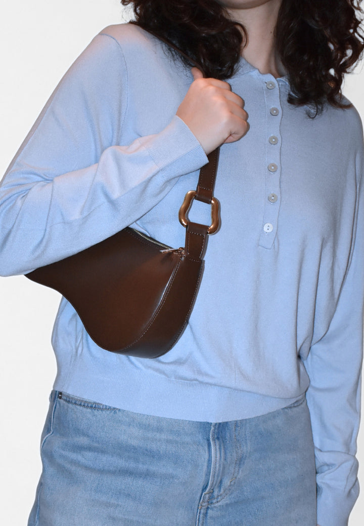 HVISK BASAL GLOSSY STRUCTURE HARDWARE Shoulder Bag 496 Cocoa