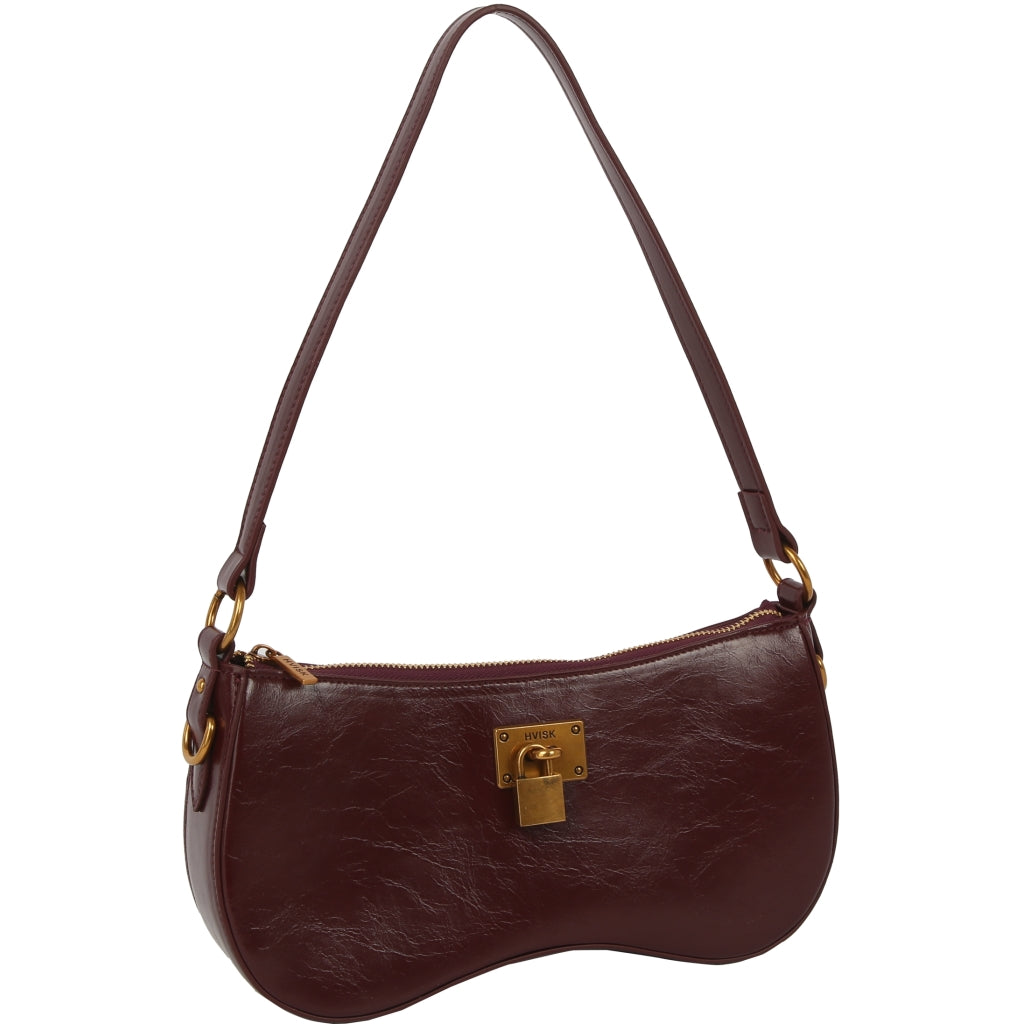 HVISK BASAL RAW STRUCTURE PADLOCK Shoulder Bag 508 Deep Burgundy