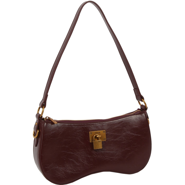 HVISK BASAL RAW STRUCTURE PADLOCK Shoulder Bag 508 Deep Burgundy