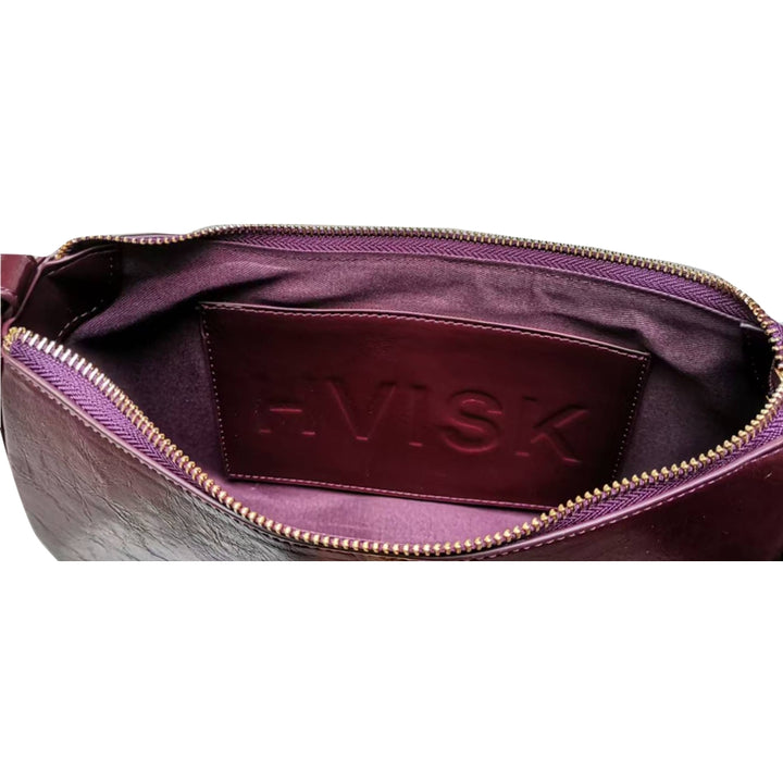 HVISK BASAL RAW STRUCTURE PADLOCK Shoulder Bag 508 Deep Burgundy