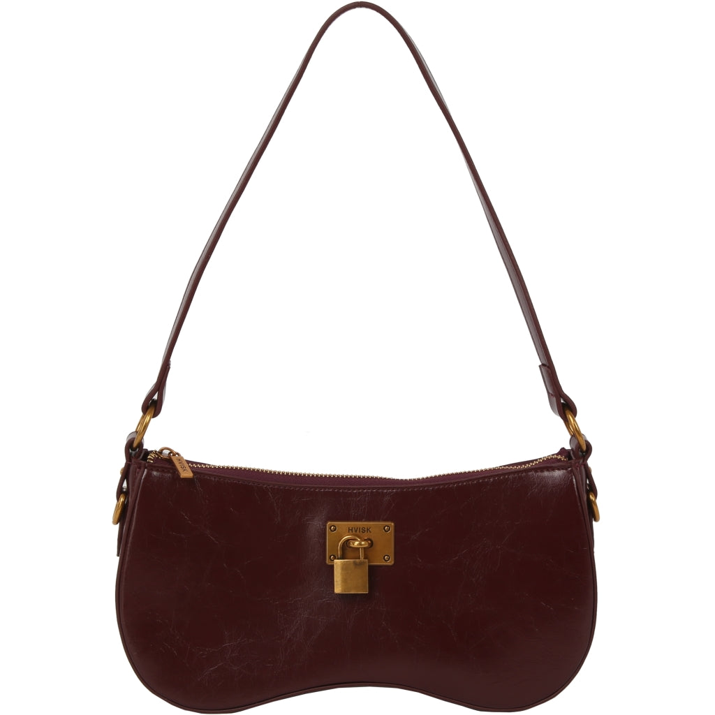 HVISK BASAL RAW STRUCTURE PADLOCK Shoulder Bag 508 Deep Burgundy