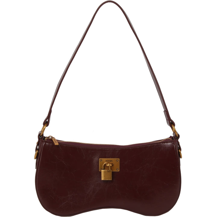 HVISK BASAL RAW STRUCTURE PADLOCK Shoulder Bag 508 Deep Burgundy