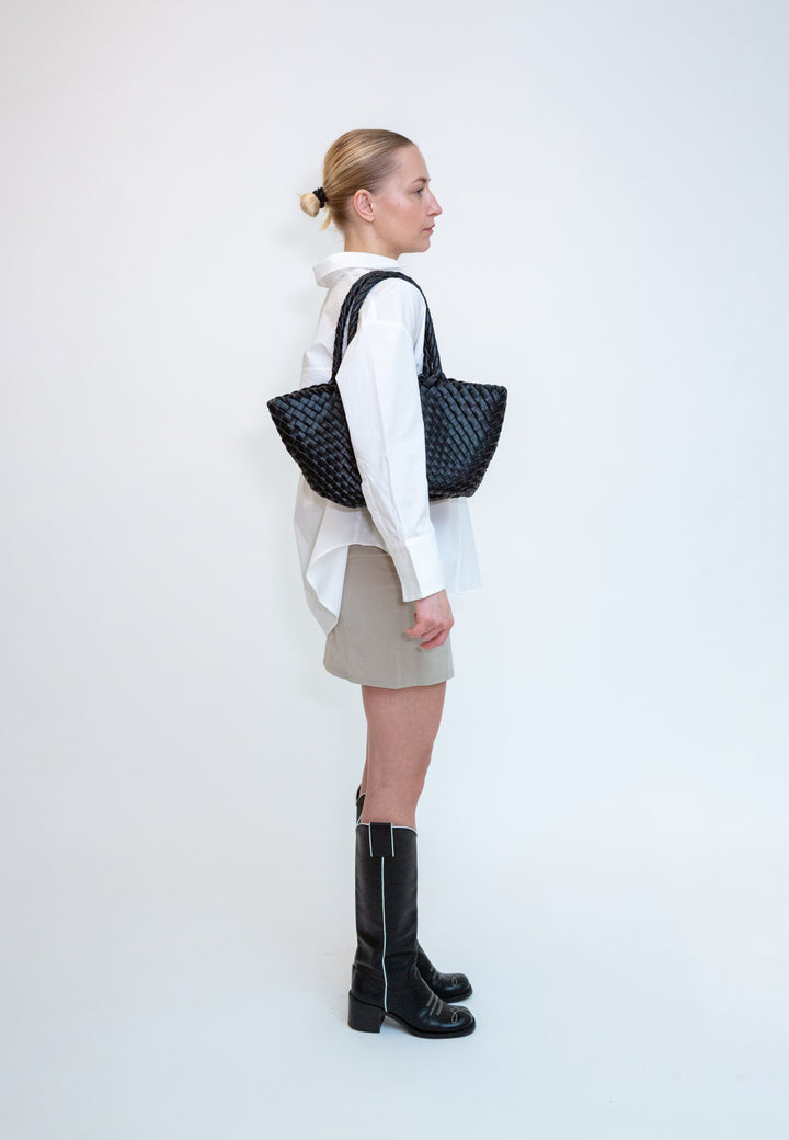 HVISK BEA BRAIDED SOFT STRUCTURE Tote Bag 009 Black