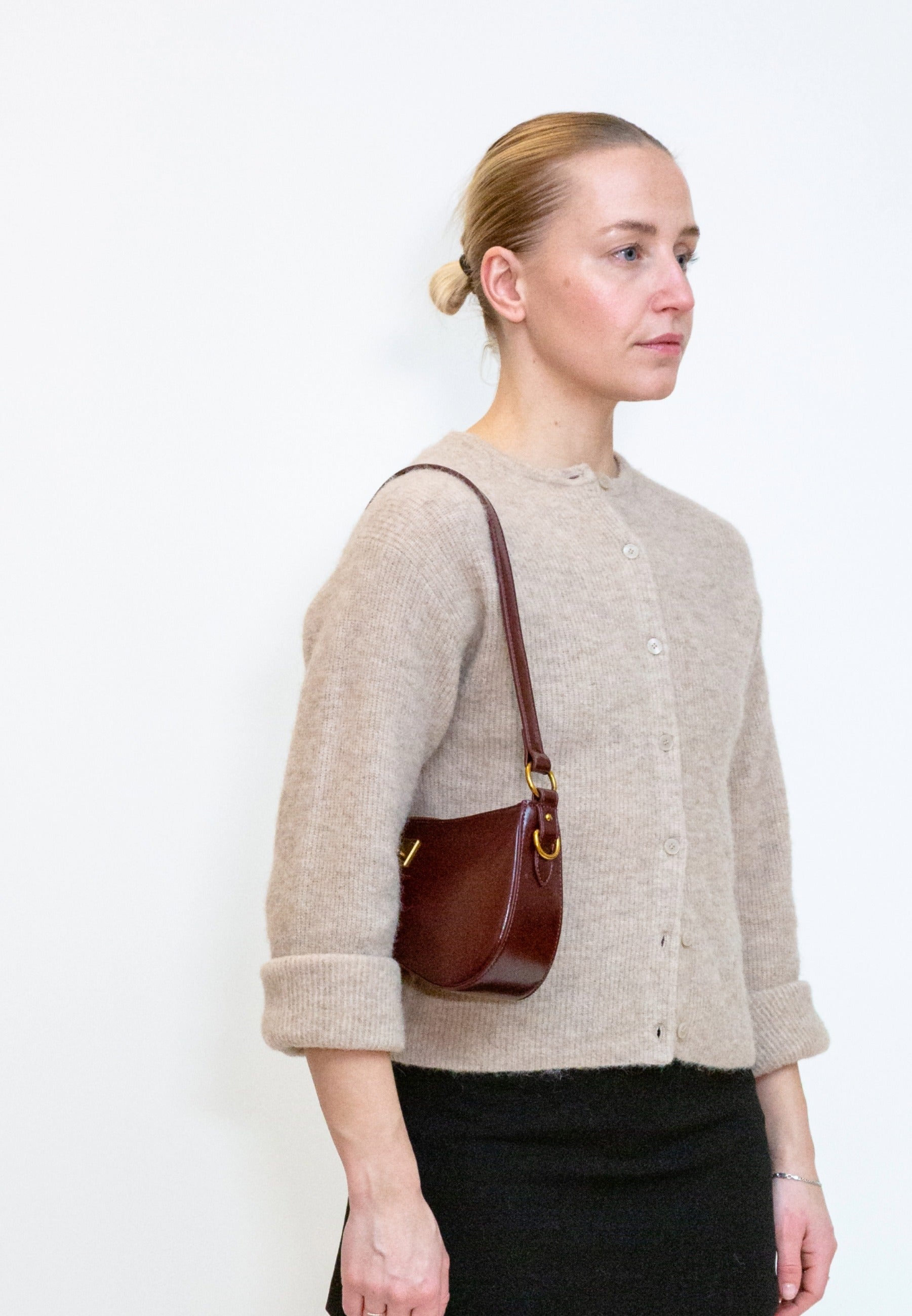HVISK Basal Raw Shoulder Bag 508 Deep Burgundy