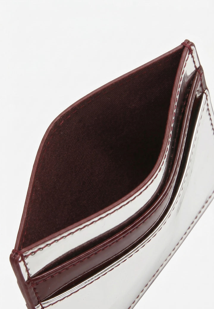 HVISK CARDHOLDER MIRROR GLOSS Wallet 511 Silver Maroon