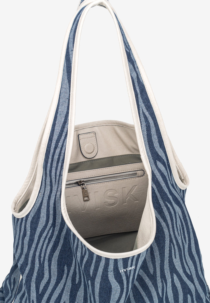 HVISK CARRY DENIM Tote Bag 470 Navy Zebra