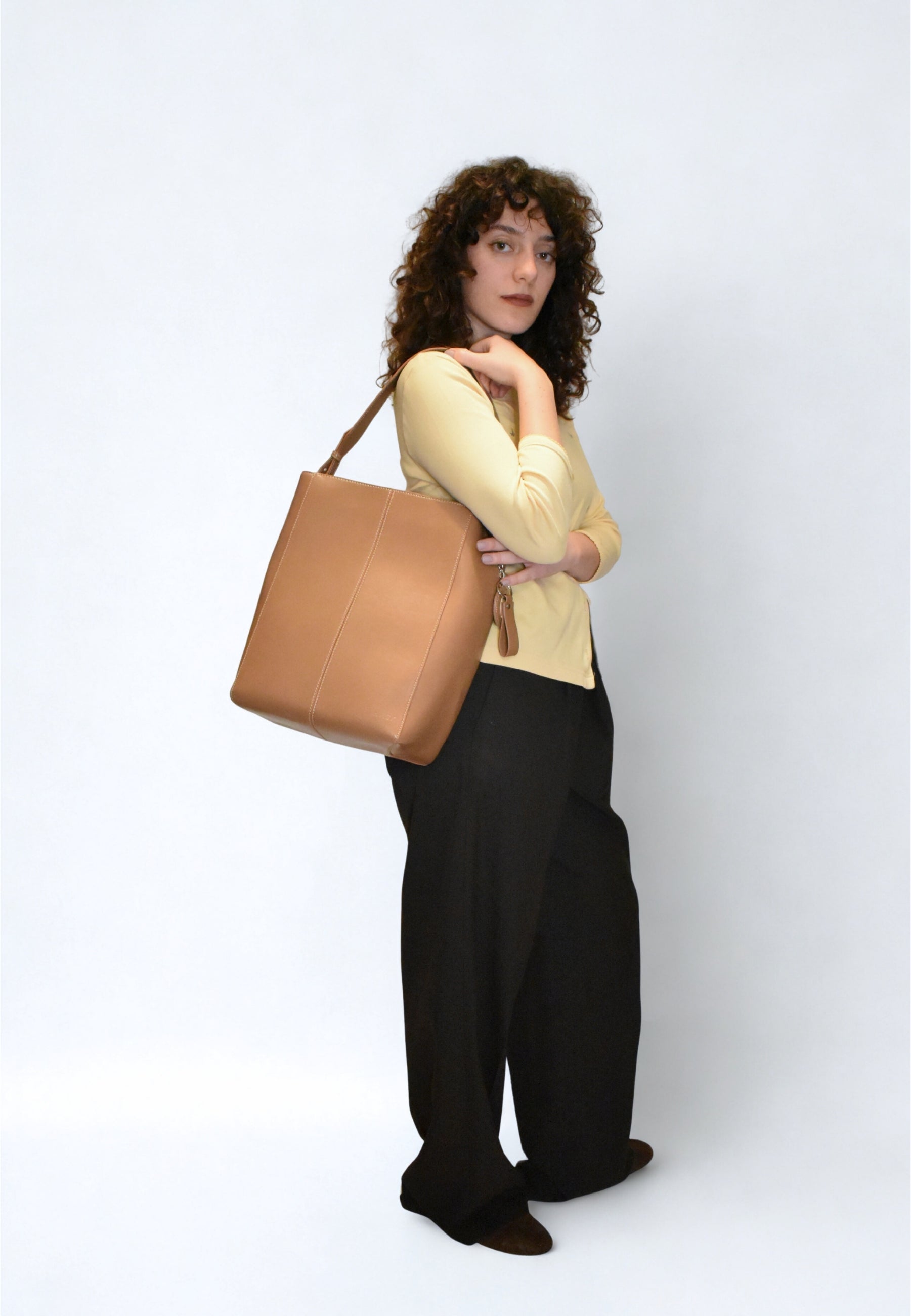 HVISK CASSET GLOSSY STRUCTURE Tote Bag 495 Mocha