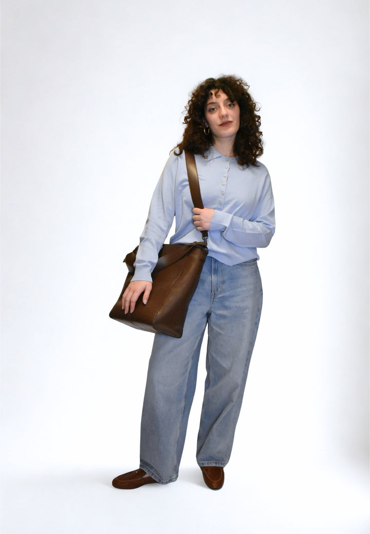 HVISK CASSET GLOSSY STRUCTURE Tote Bag 496 Cocoa