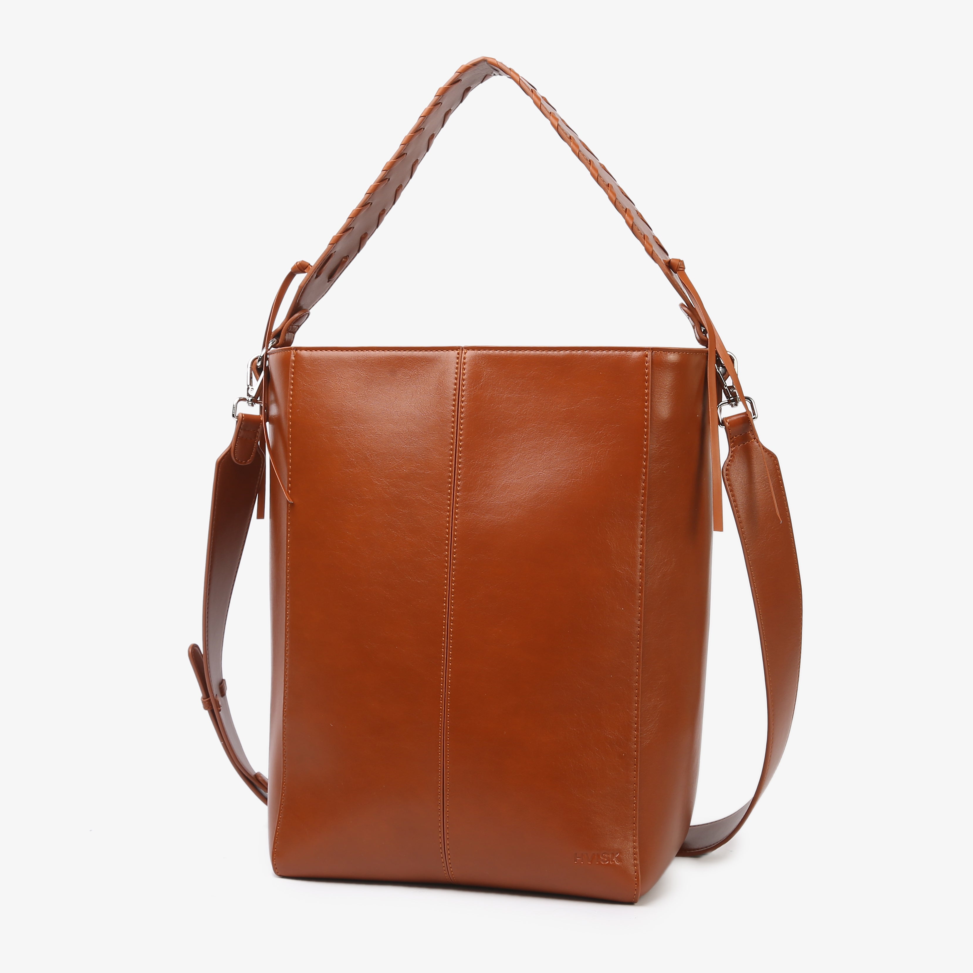 HVISK CASSET GLOSSY STRUCTURE Tote Bag 499 Brown Amber