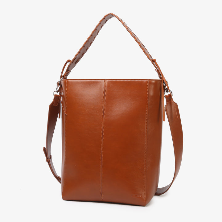 HVISK CASSET GLOSSY STRUCTURE Tote Bag 499 Brown Amber