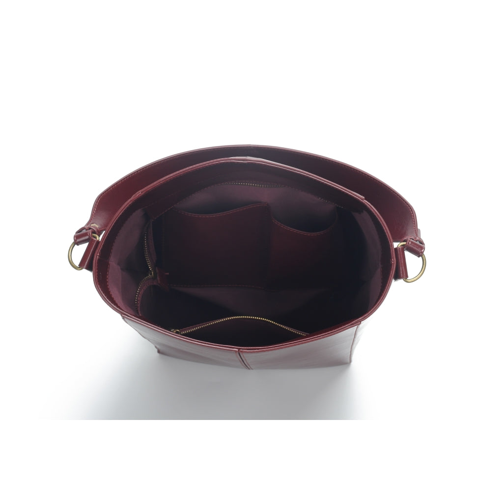 HVISK CASSET RAW STRUCTURE Tote Bag 508 Deep Burgundy