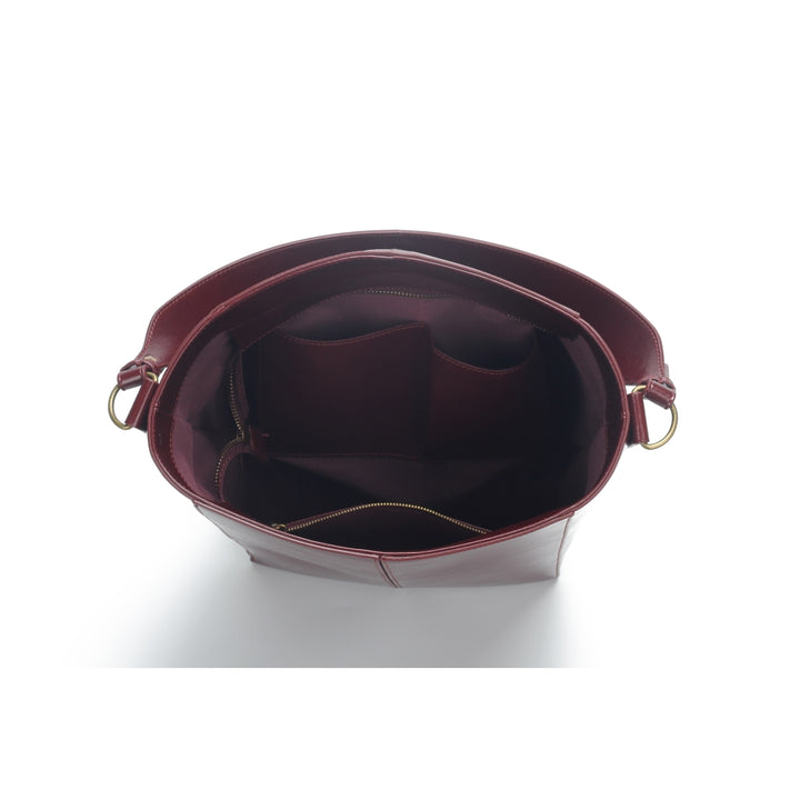 HVISK CASSET RAW STRUCTURE Tote Bag 508 Deep Burgundy