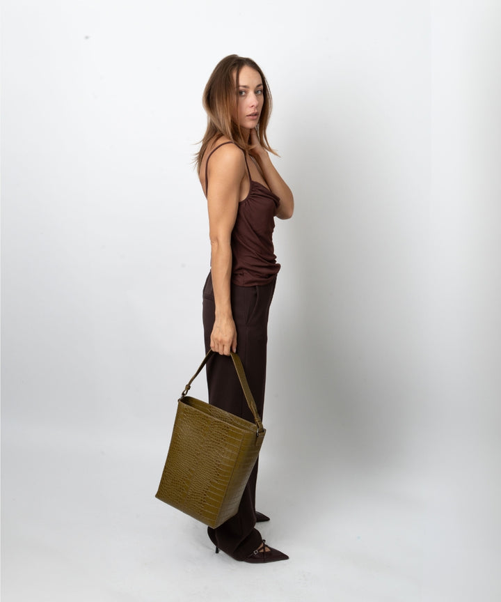 HVISK CASSET TRACE Tote Bag 487 Olive Green