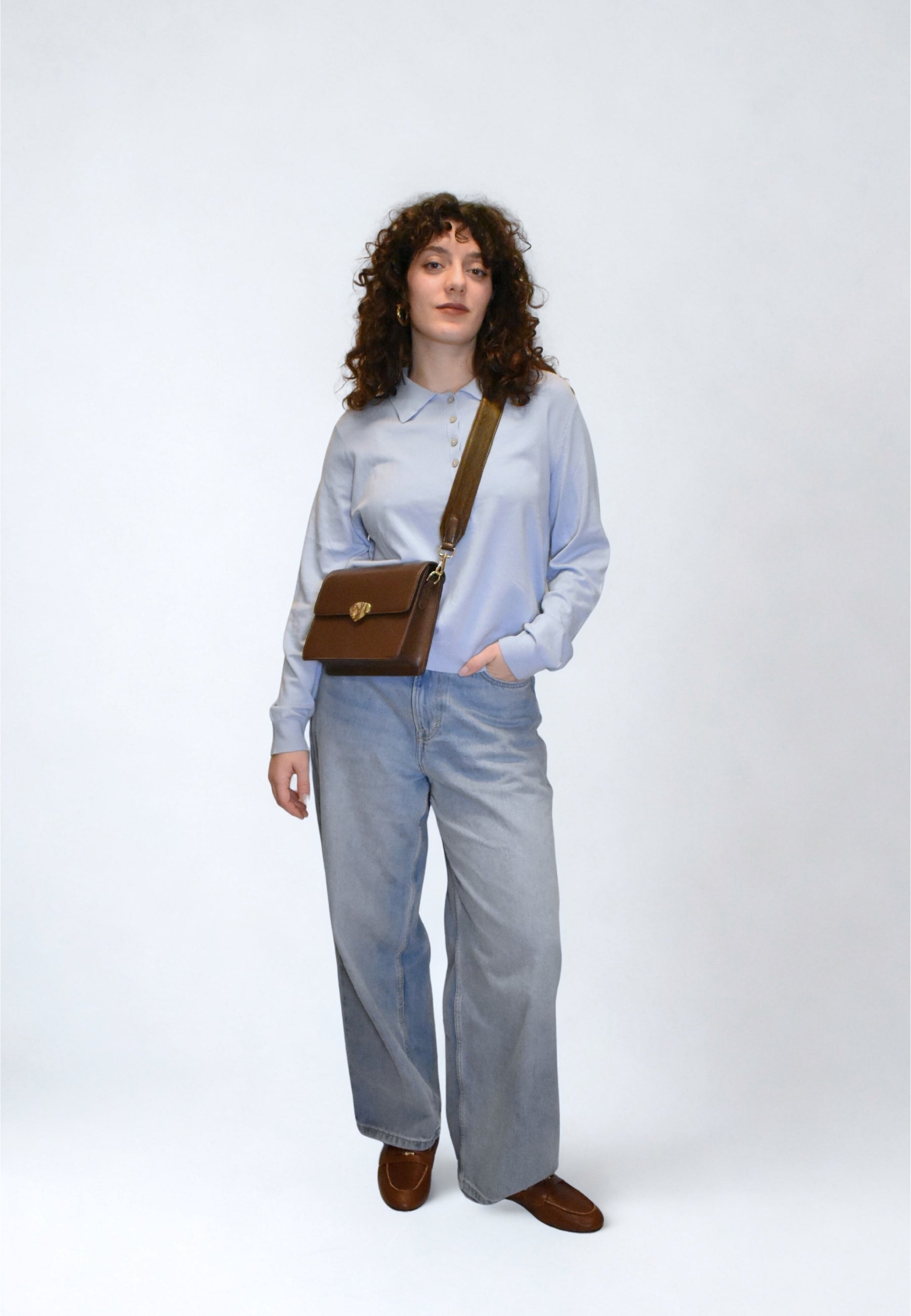 HVISK CAYMAN GLOSSY STRUCTURE HARDWARE Crossbody 496 Cocoa