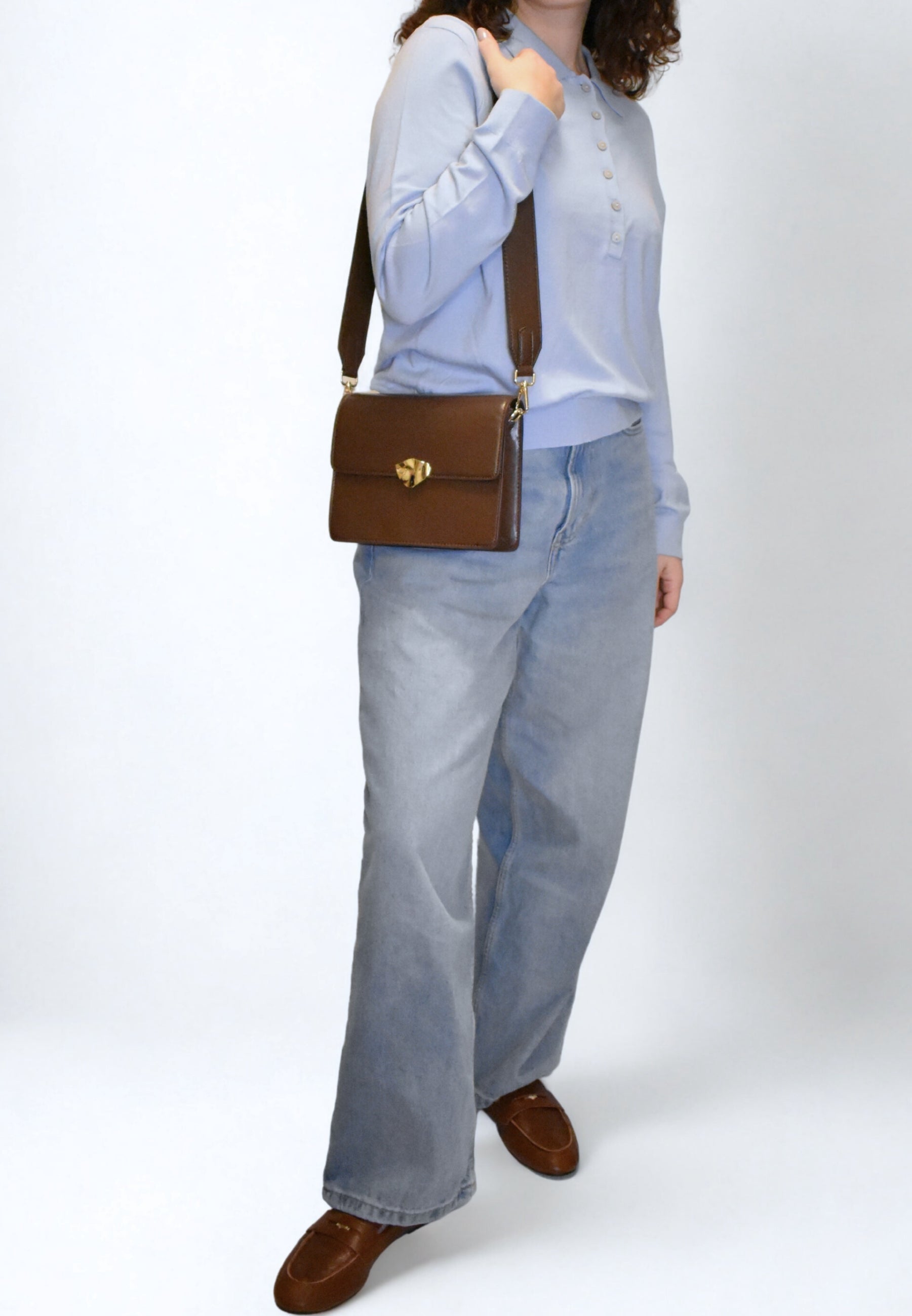 HVISK CAYMAN GLOSSY STRUCTURE HARDWARE Crossbody 496 Cocoa