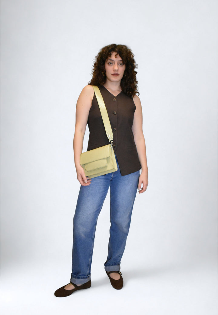 HVISK CAYMAN POCKET GLOSSY STRUCTURE Crossbody 492 Matcha Green