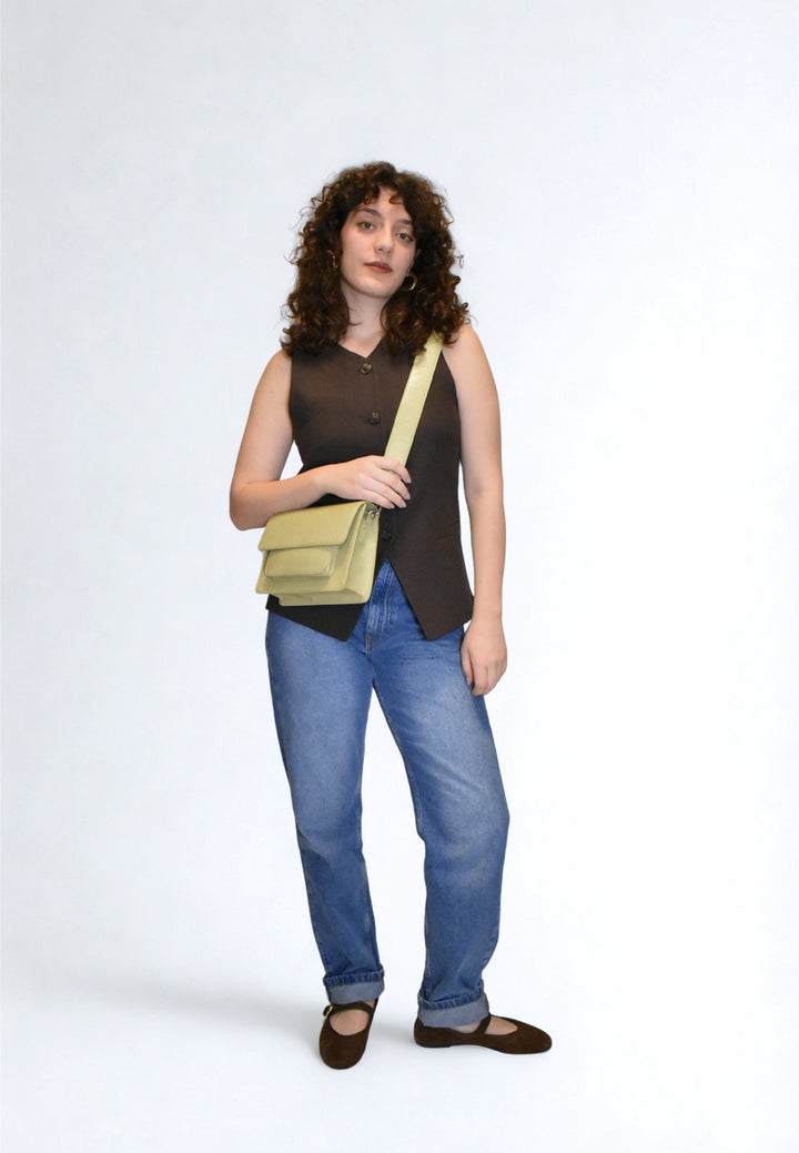 HVISK CAYMAN POCKET GLOSSY STRUCTURE Crossbody 492 Matcha Green