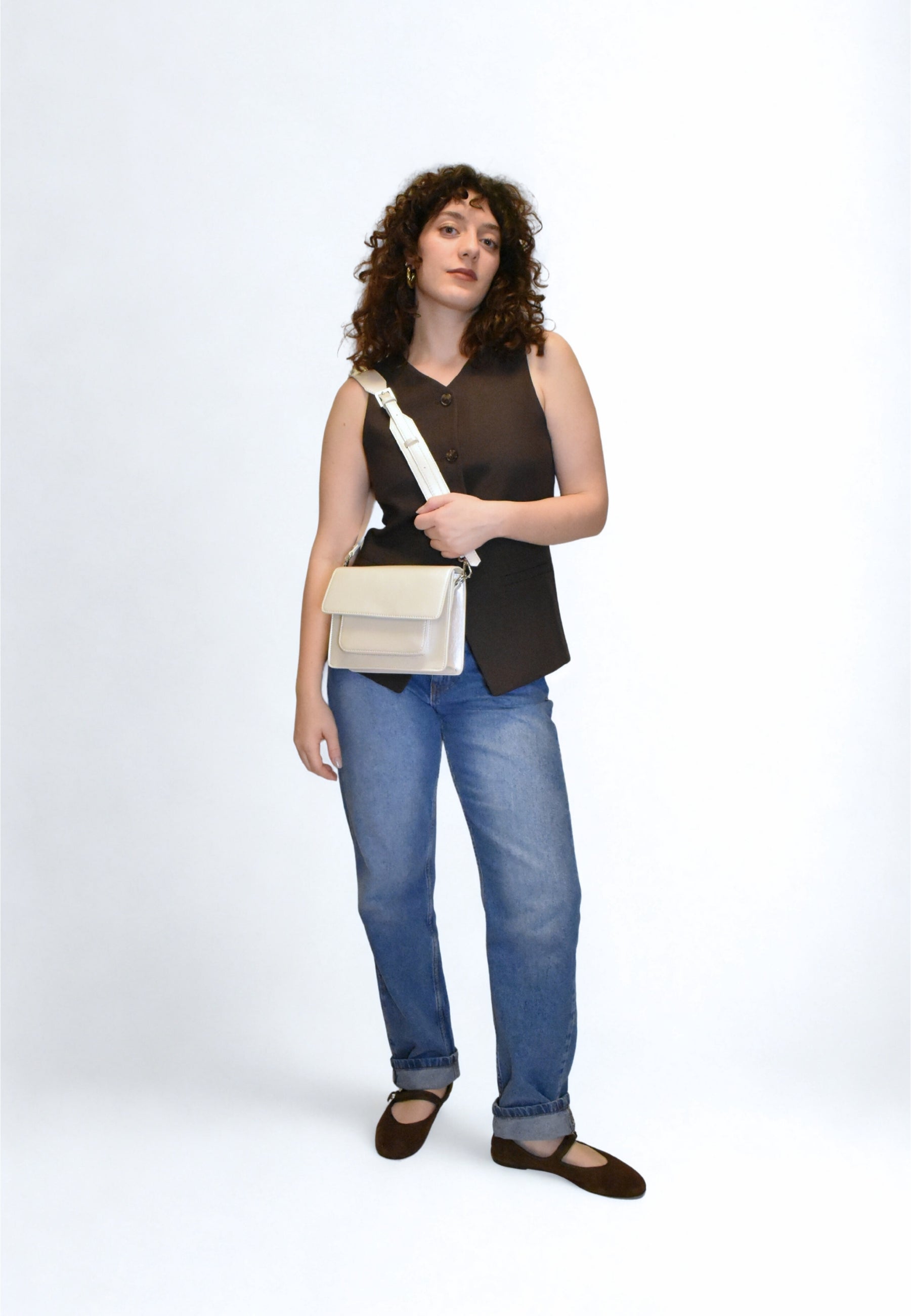 HVISK CAYMAN POCKET SHINY STRUCTURE Crossbody 491 Pearl