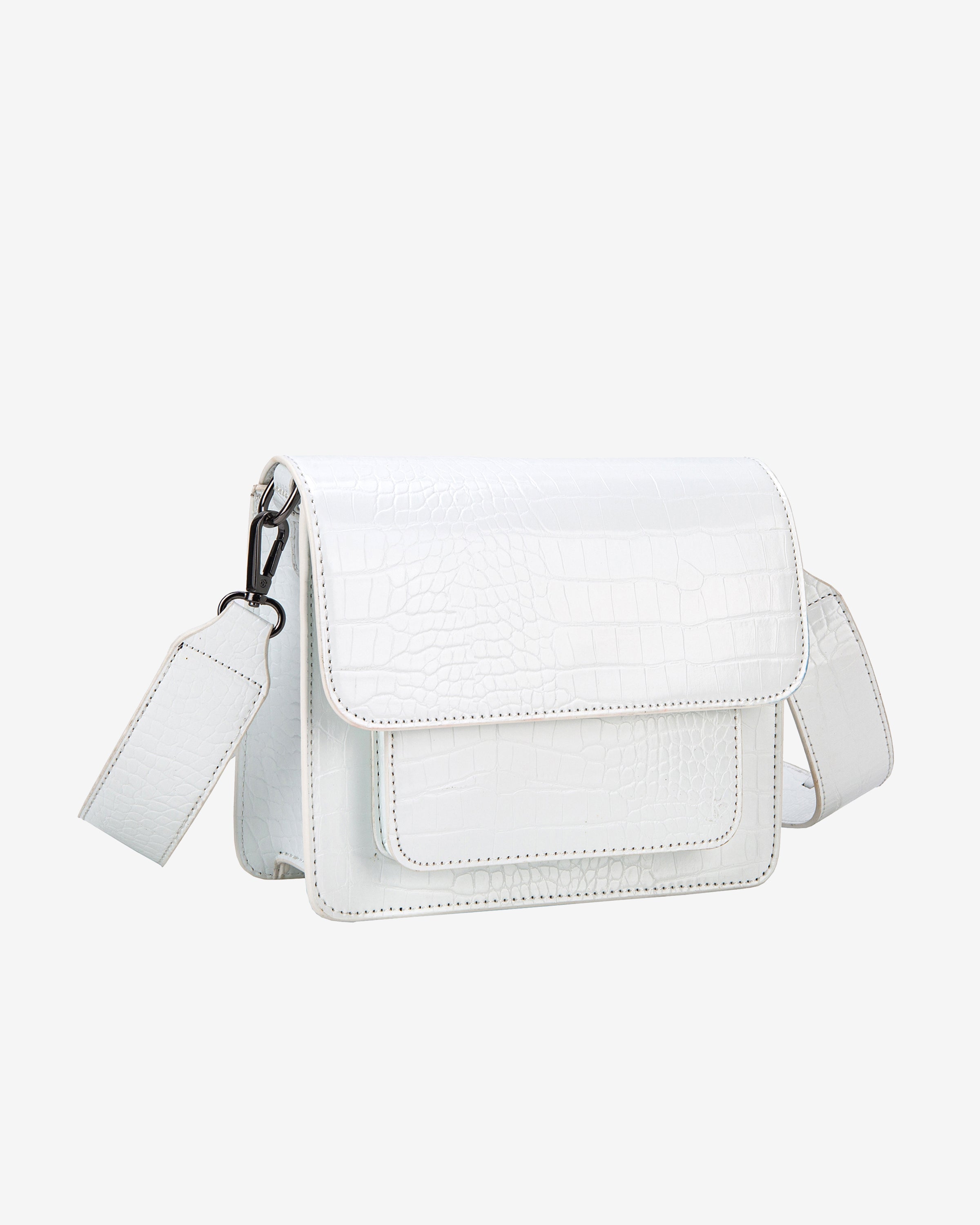 Hvsik cross body bag, outlet white with blue outline