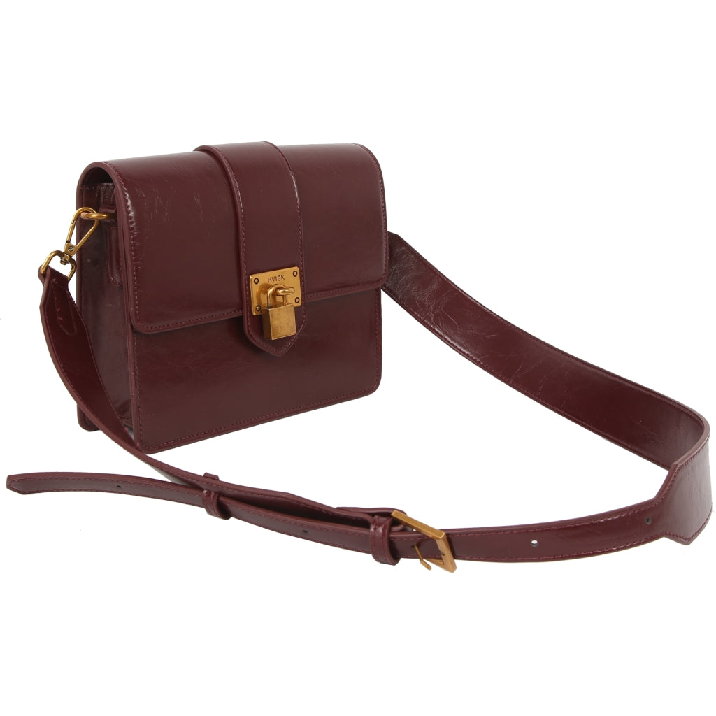 HVISK CAYMAN RAW STRUCTURE PADLOCK Crossbody 508 Deep Burgundy