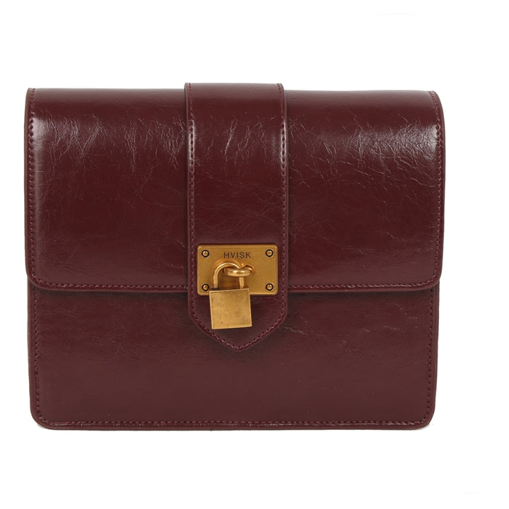 HVISK CAYMAN RAW STRUCTURE PADLOCK Crossbody 508 Deep Burgundy