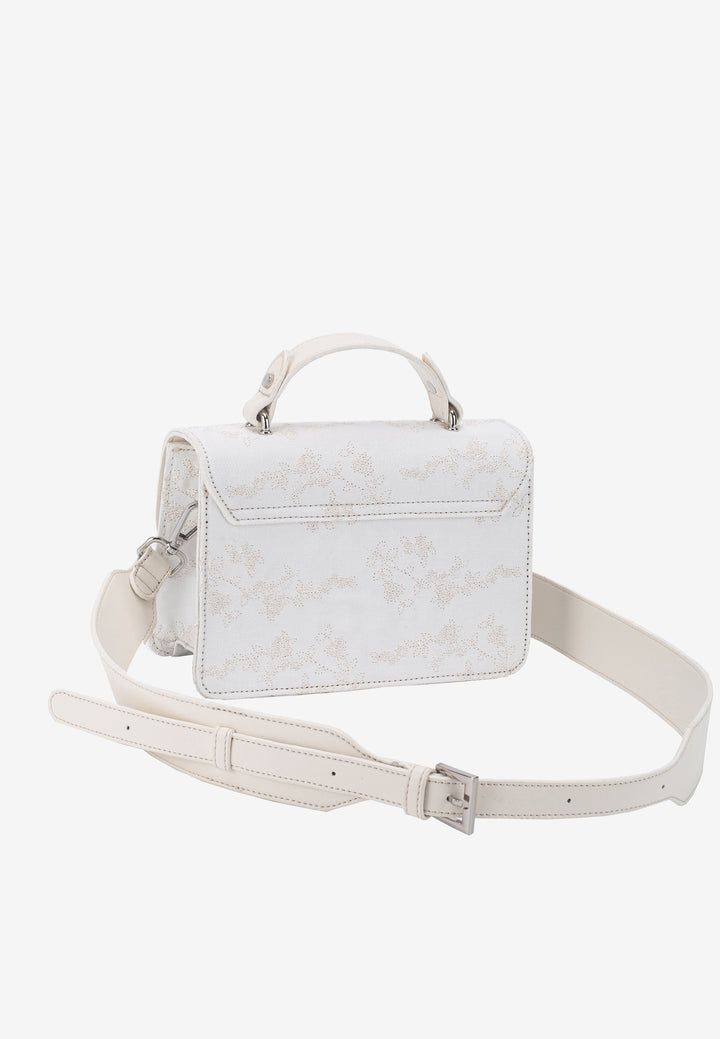 HVISK CRANE CANVAS EMBRIODERY Handle Bag 491 Pearl