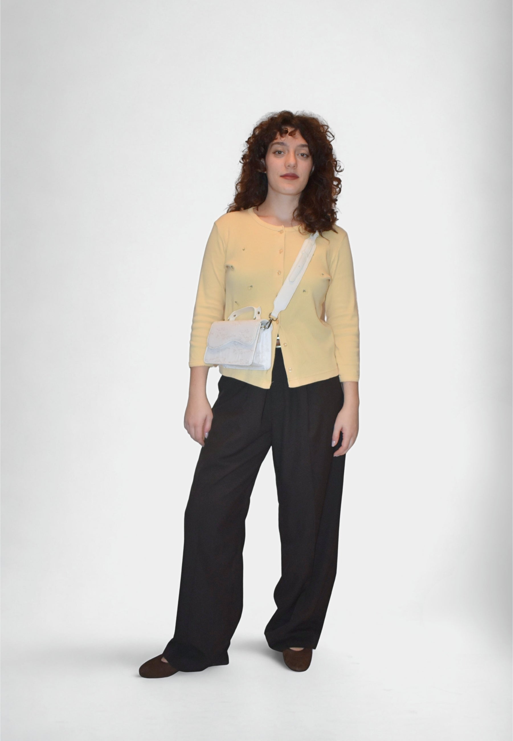 HVISK CRANE CANVAS EMBRIODERY Handle Bag 491 Pearl