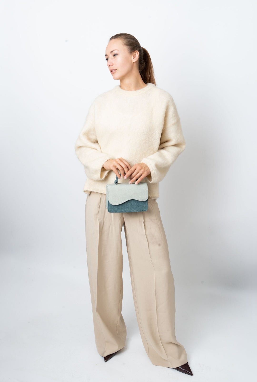 HVISK CRANE DENIM Handle Bag 481 Teal Tones