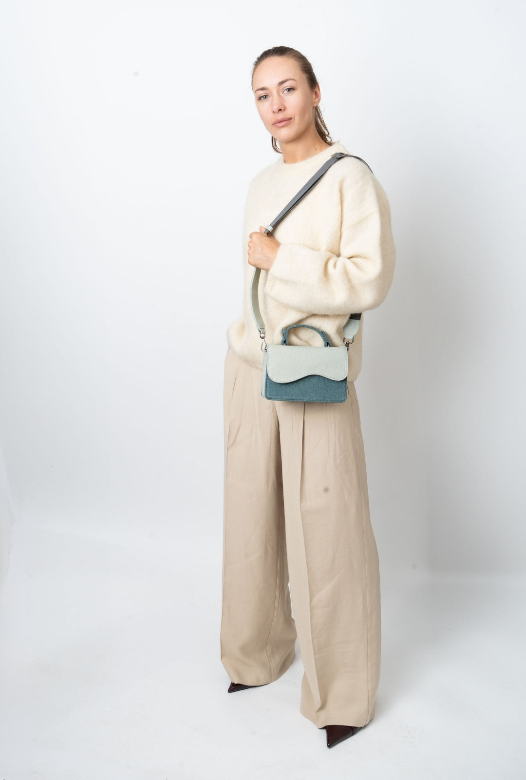 HVISK CRANE DENIM Handle Bag 481 Teal Tones