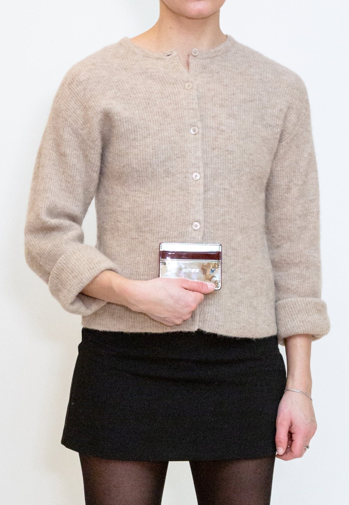 HVISK Cardholder Mirror Gloss Wallet 511 Silver Maroon