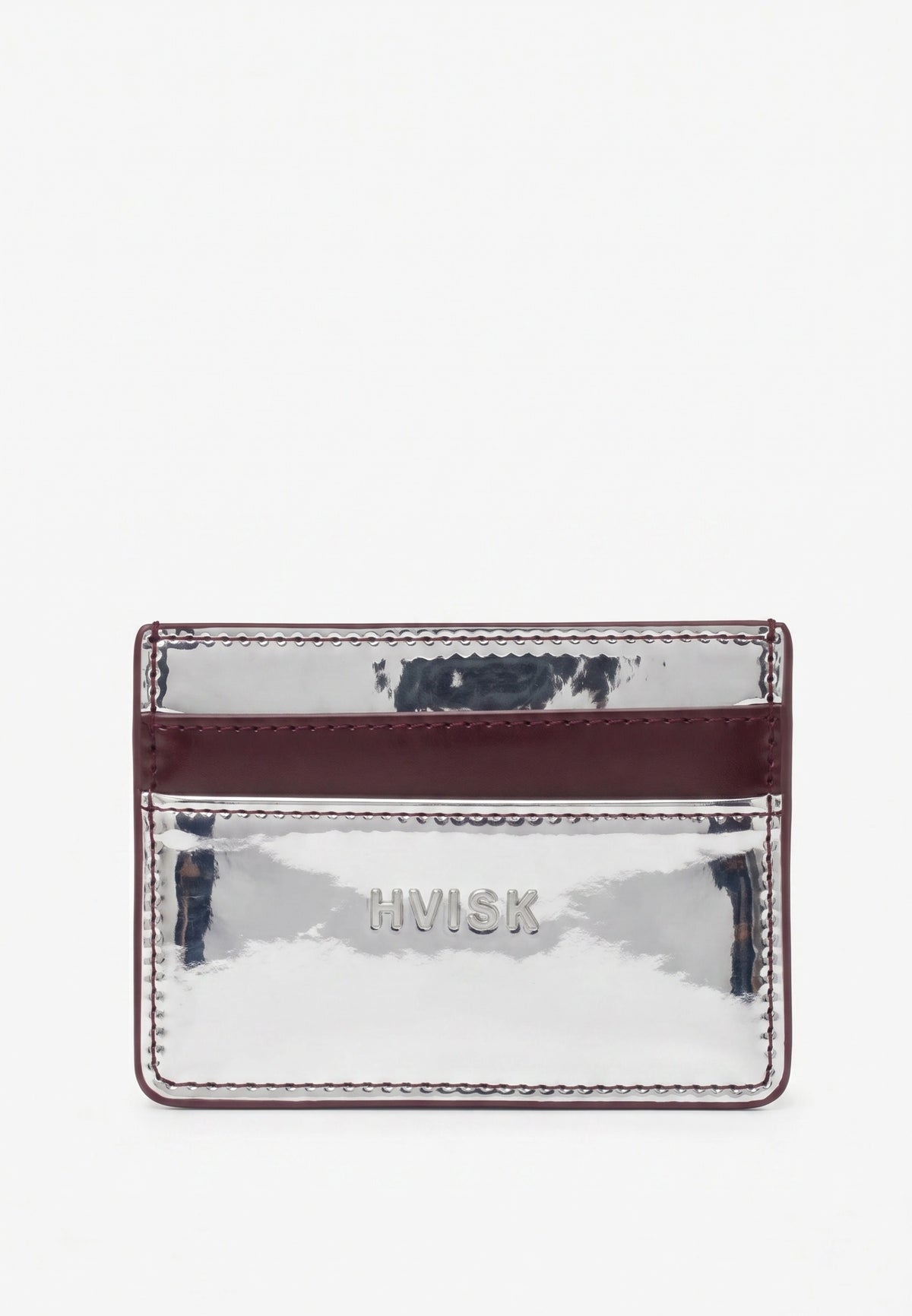 HVISK Cardholder Mirror Gloss Wallet 511 Silver Maroon