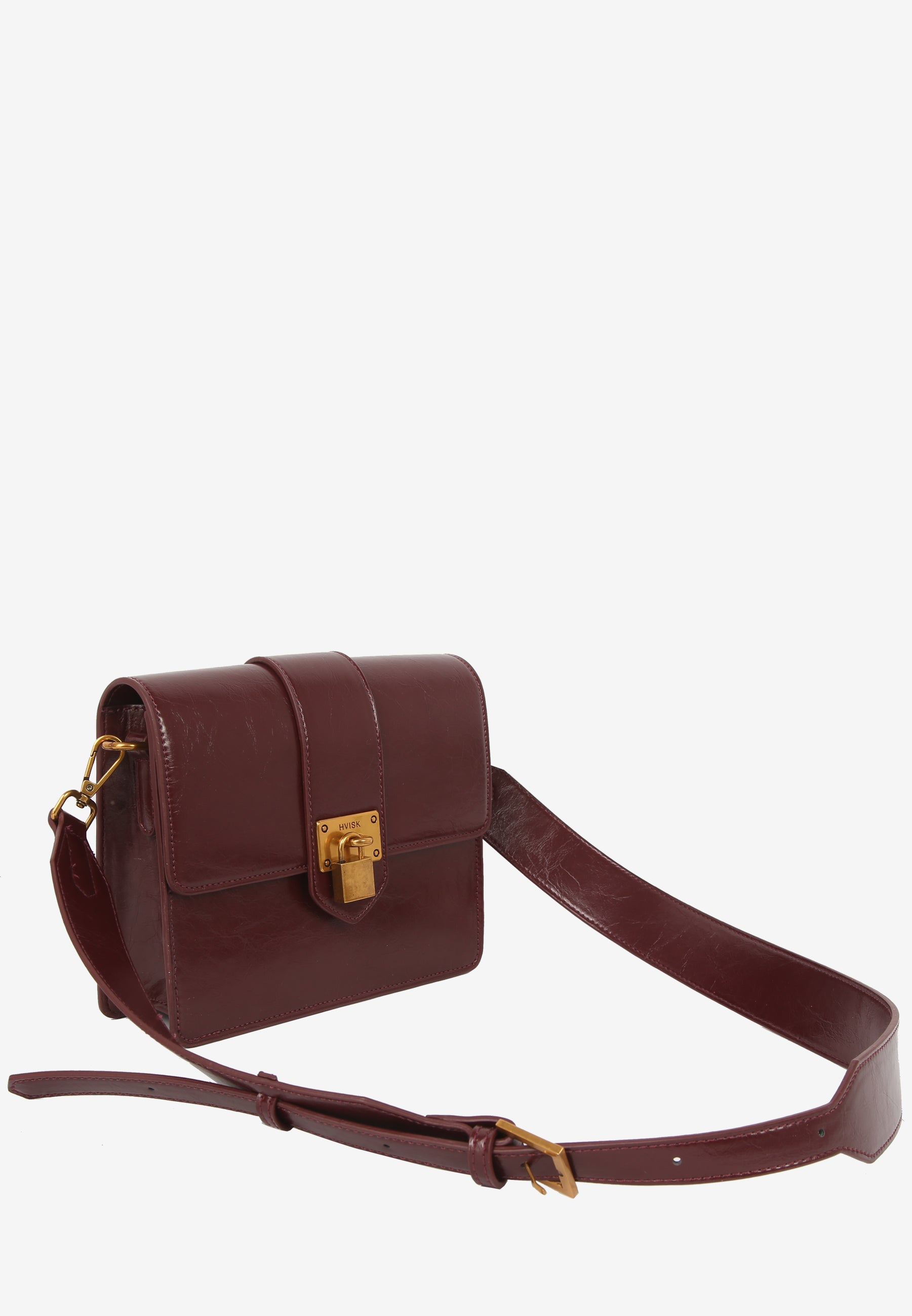 HVISK Cayman Raw Padlock Crossbody 508 Deep Burgundy