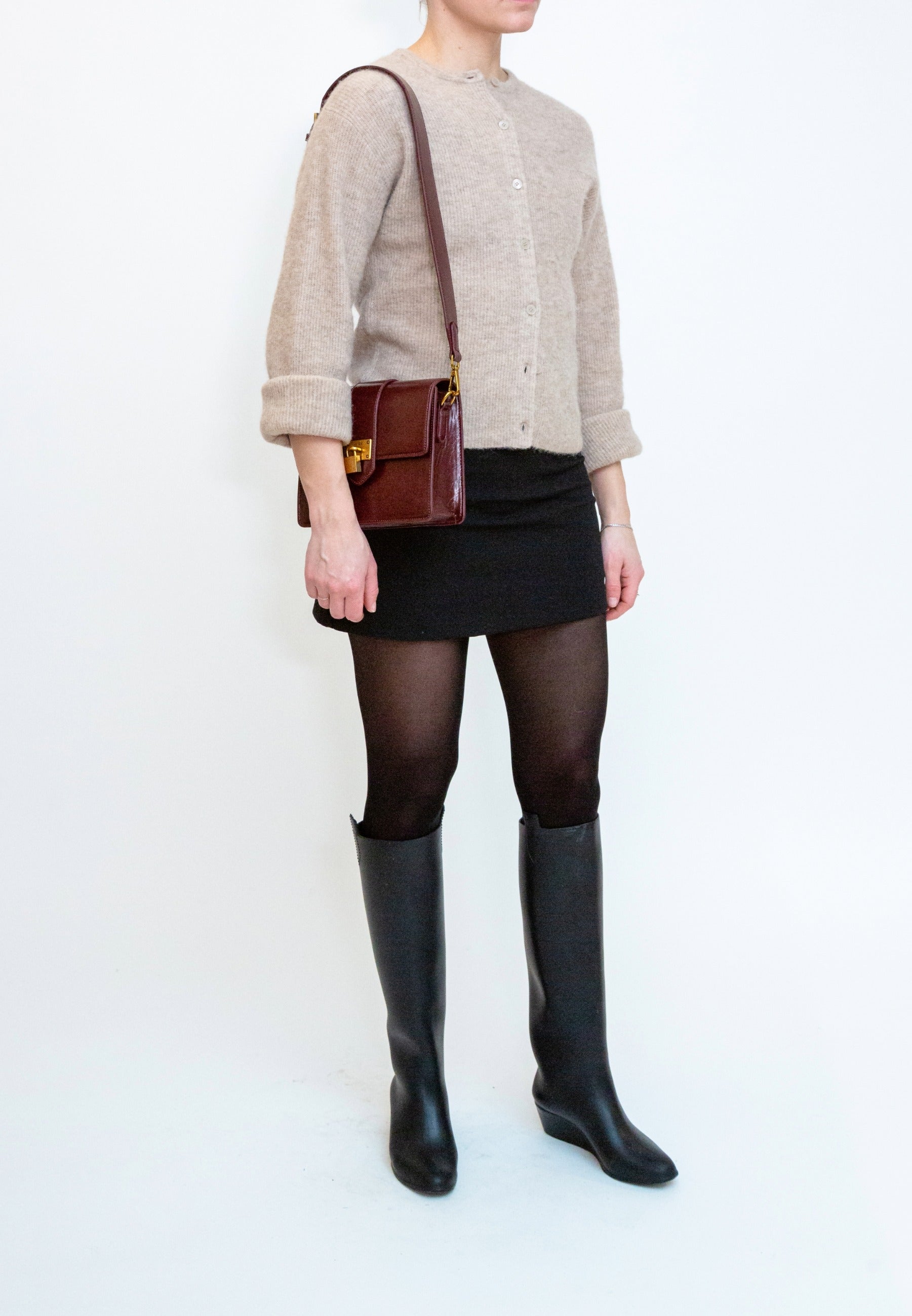 HVISK Cayman Raw Padlock Crossbody 508 Deep Burgundy